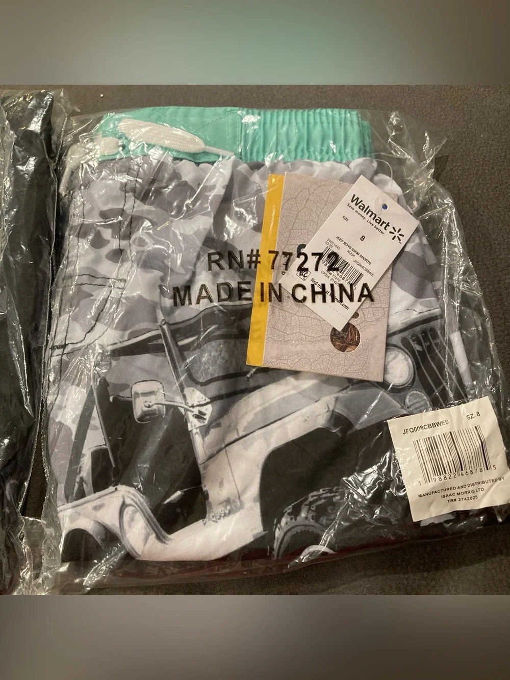 Jeep Boys Gray Camo Swim Shorts with shirt set